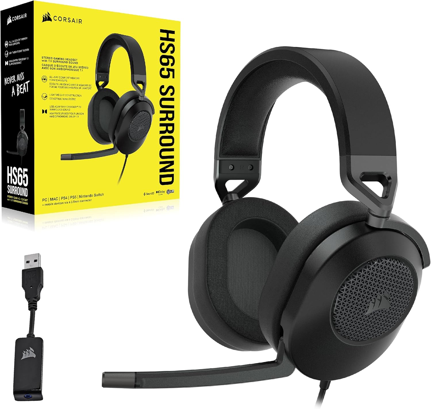 Auriculares Corsair Hs65 Surround- Negro